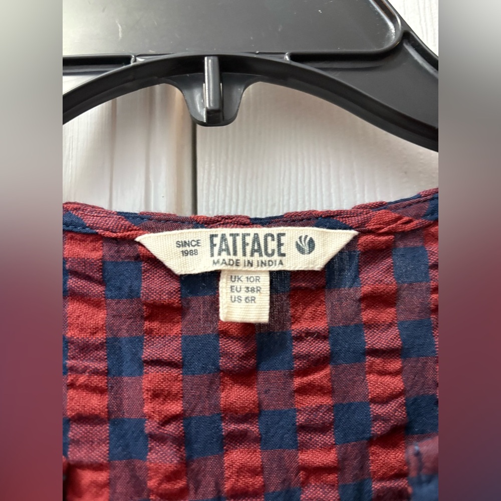 FatFace Ceil Red/Navy Gingham Midi Dress Size 6 - Picture 4 of 7